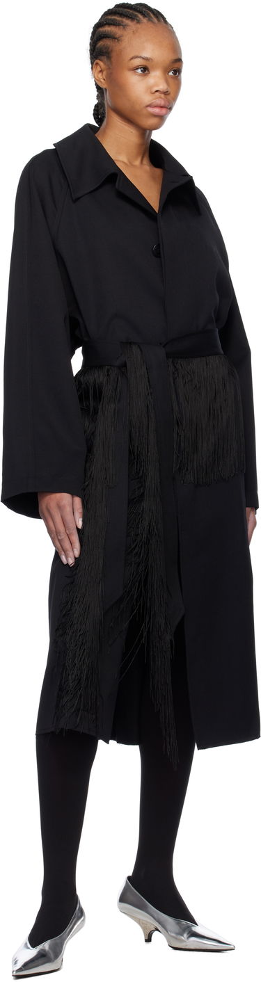 Rockar Maison Margiela MM6 Maison Margiela Wool Gabardine Trench Coat with Fringed Belt Svart | S52AH0079 S78542, 3