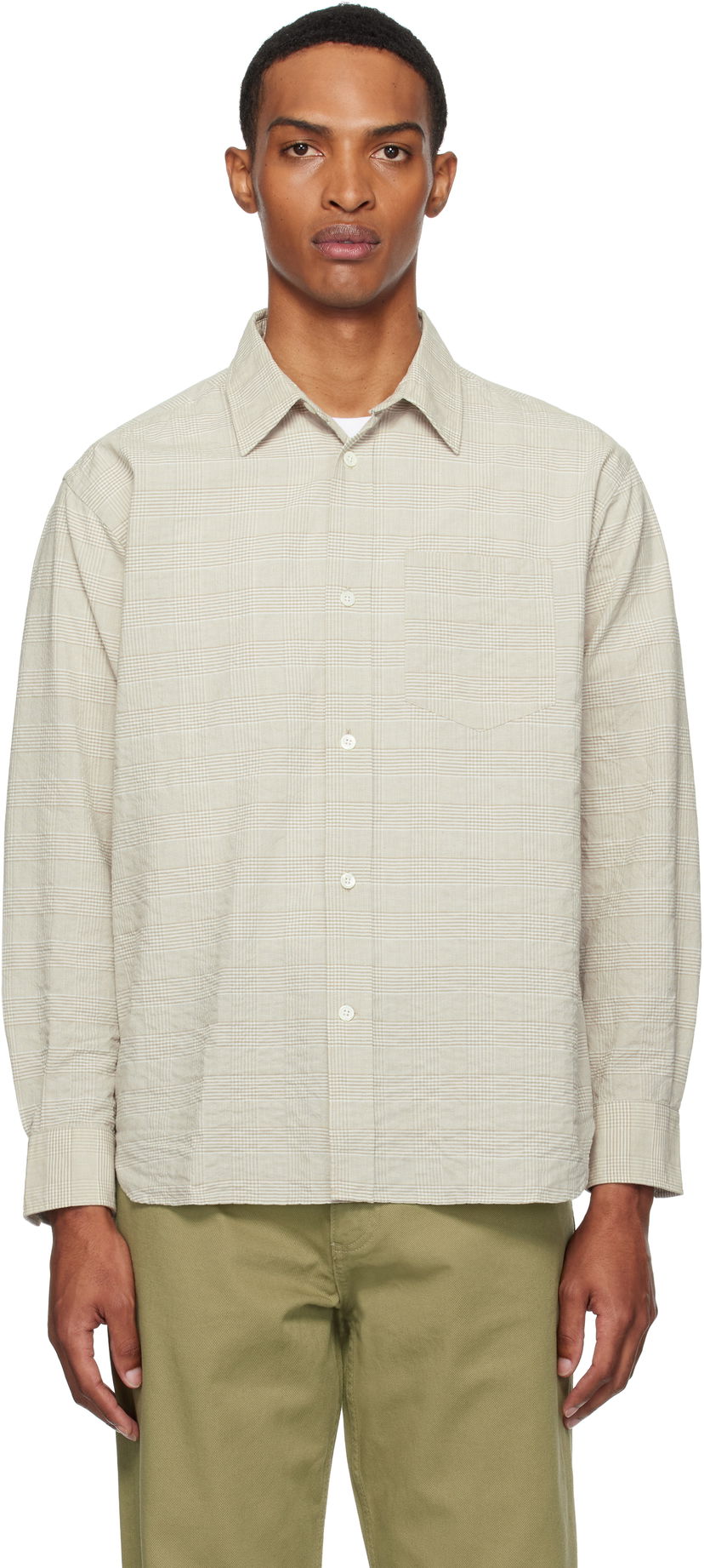 Skjorta NORSE PROJECTS Norse Projects Mo Oversized Check Shirt Beige | N40-0820