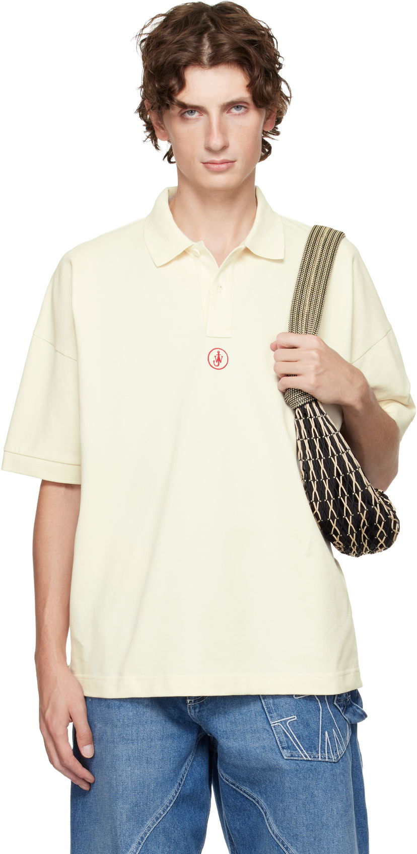 Polotröja JW Anderson JW Anderson Anchor Embroidery Polo Beige | JO0281-PG1479