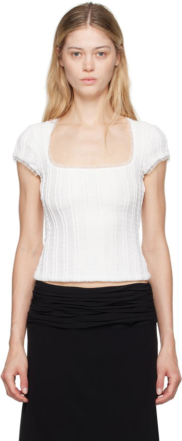 Crop top GUIZIO Guizio Zera Square Neck Textured Knit Top Vit | P24107K064, 0