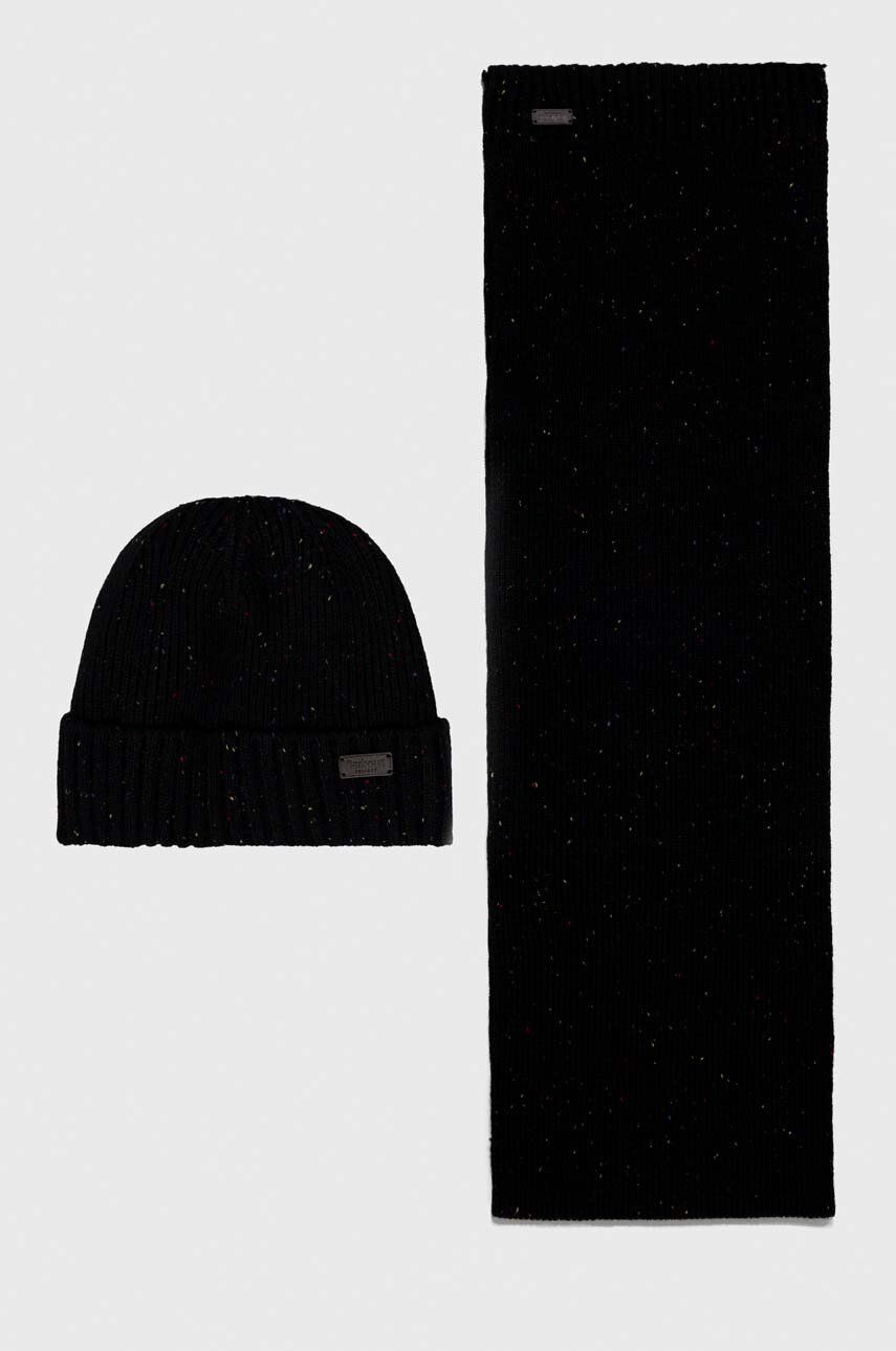Halsduk Barbour Carlton Fleck Beanie & Scarf Gift Set Svart | MGS0047, 0