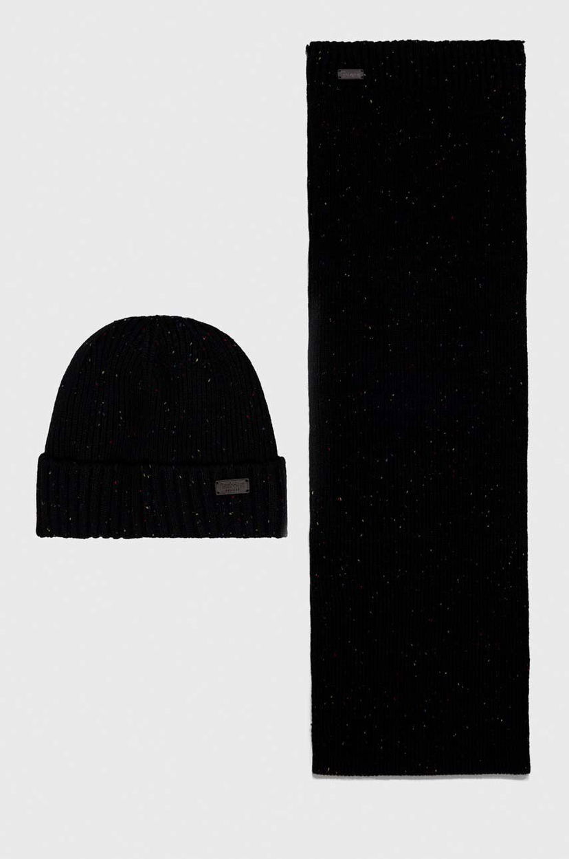 Halsduk Barbour Carlton Fleck Beanie & Scarf Gift Set Svart | MGS0047