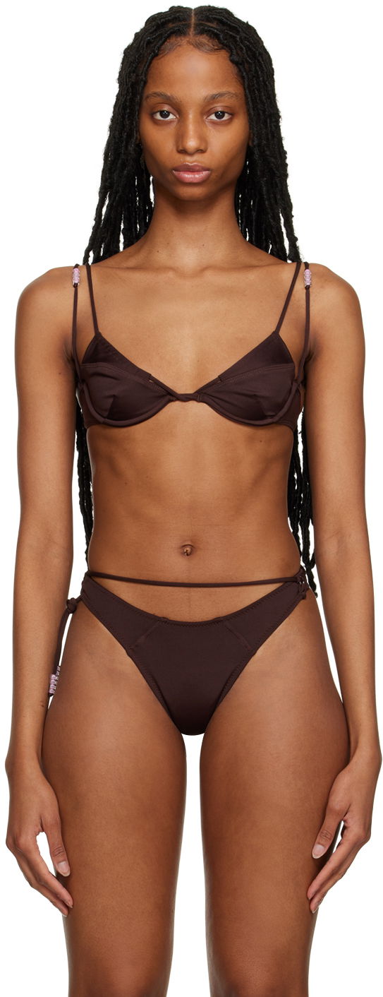 Badkläder Jacquemus 'Le Haut de Maillot Barco' Bikini Top Brun | 23E231SW040-2295, 0
