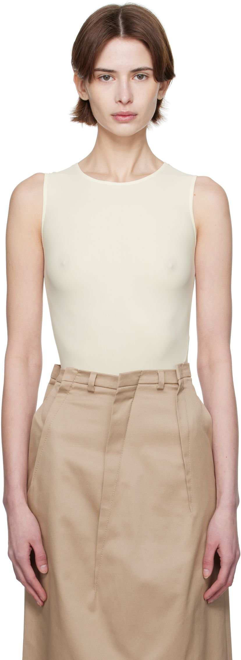 Linne Maison Margiela MM6 Maison Margiela Lycra Jersey Sleeveless Bodysuit Gul | S62NA0078 S20518