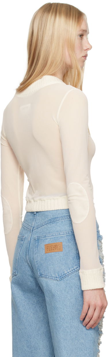 Sweater Maison Margiela MM6 Maison Margiela Elastic Jersey Mesh Long Sleeve Cardigan Beige | S62NH0041 S24423, 2