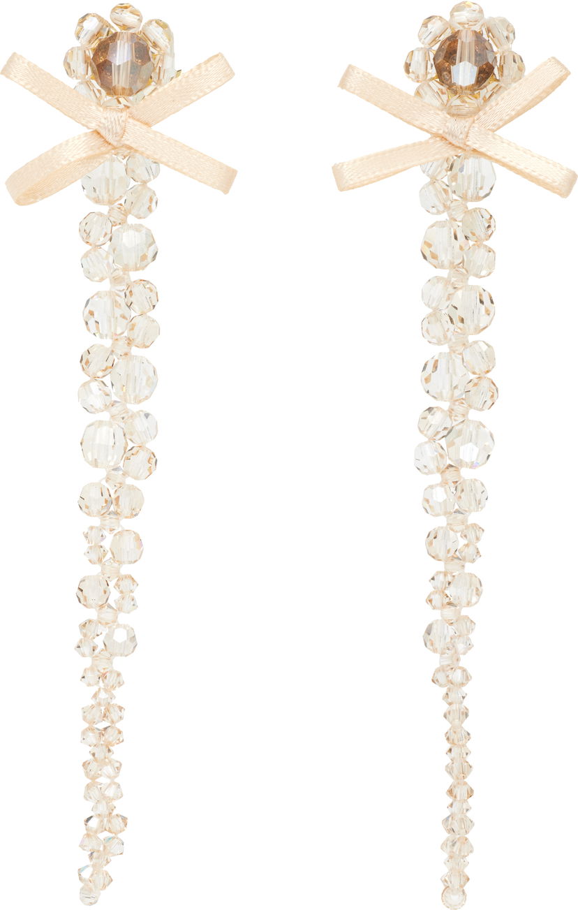 Örhängen Simone Rocha Simone Rocha Petite Bow Drip Faceted Crystal Bead Earrings Beige | ERG547 0903