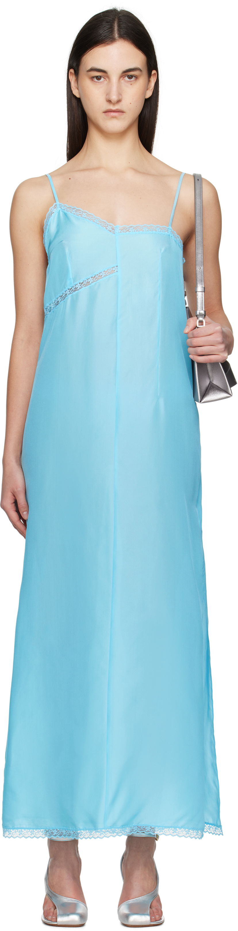 Klä Maison Margiela MM6 Maison Margiela Lace Camisole Maxi Dress Blå | S52CT0785 M35244