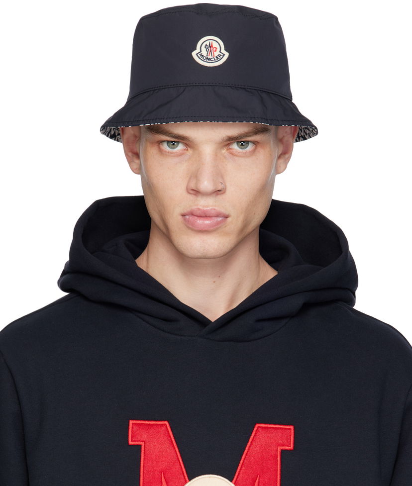 Hatt Moncler Patch Reversible Bucket Hat Mörkblå | J10913B0000454A91