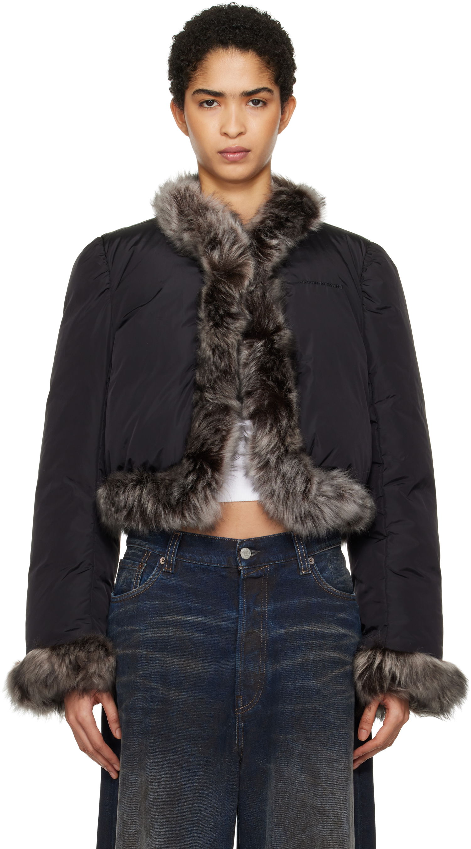 Pufferjacka Alexander Wang Alexander Wang Fur Trim Down Jacket Svart | 1WC4242573, 0