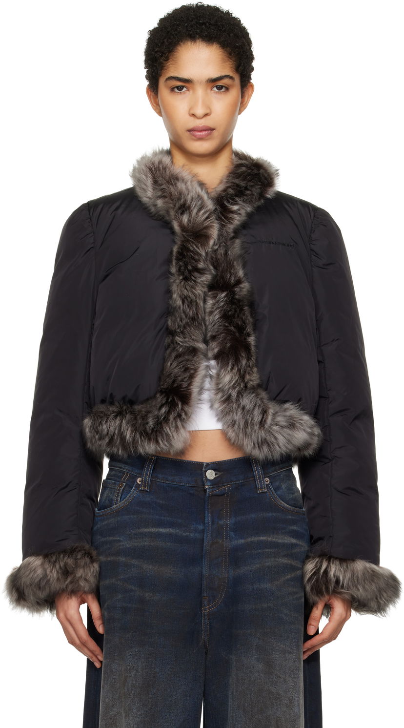 Pufferjacka Alexander Wang Alexander Wang Fur Trim Down Jacket Svart | 1WC4242573