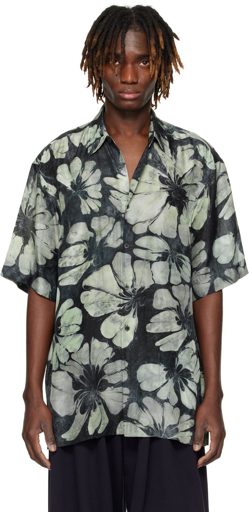 Skjorta Dries Van Noten Dries Van Noten Silk Floral Short Sleeve Shirt Grön | 251-020700-1202