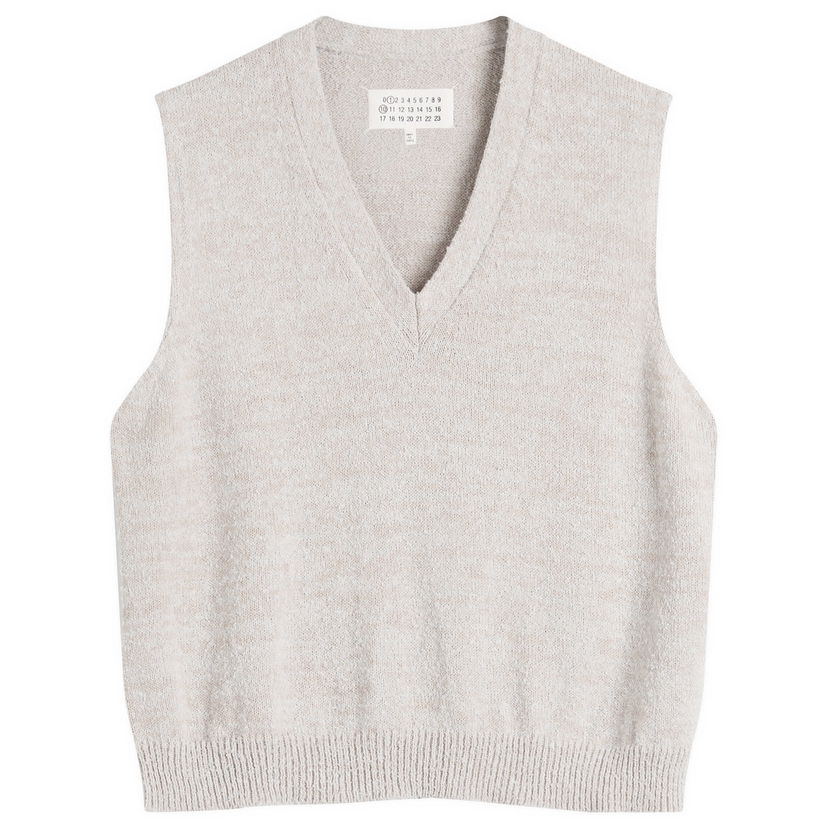 Väst Maison Margiela V-Neck Knitted Vest, Size Large Beige | S50FB0115-M13152-003F