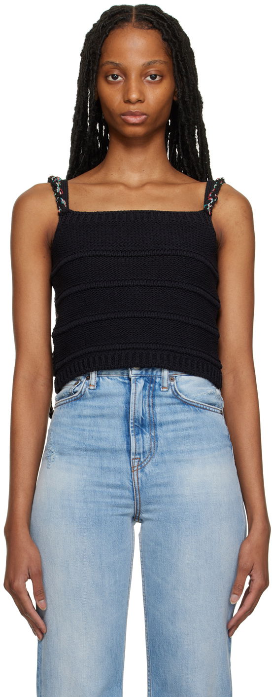 Linne ADER ERROR Knit Braided-Strap Tank Top Svart | BMADSSKT0601BK