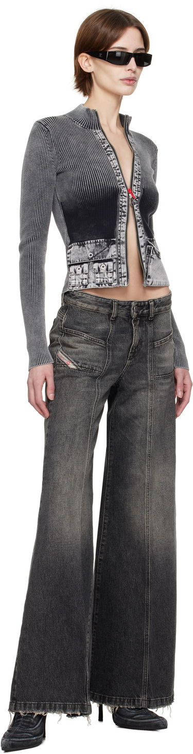 Sweater Diesel Diesel M-Melissa Zip-Up Knit Jacket Grå | A16895 0QMAN, 3