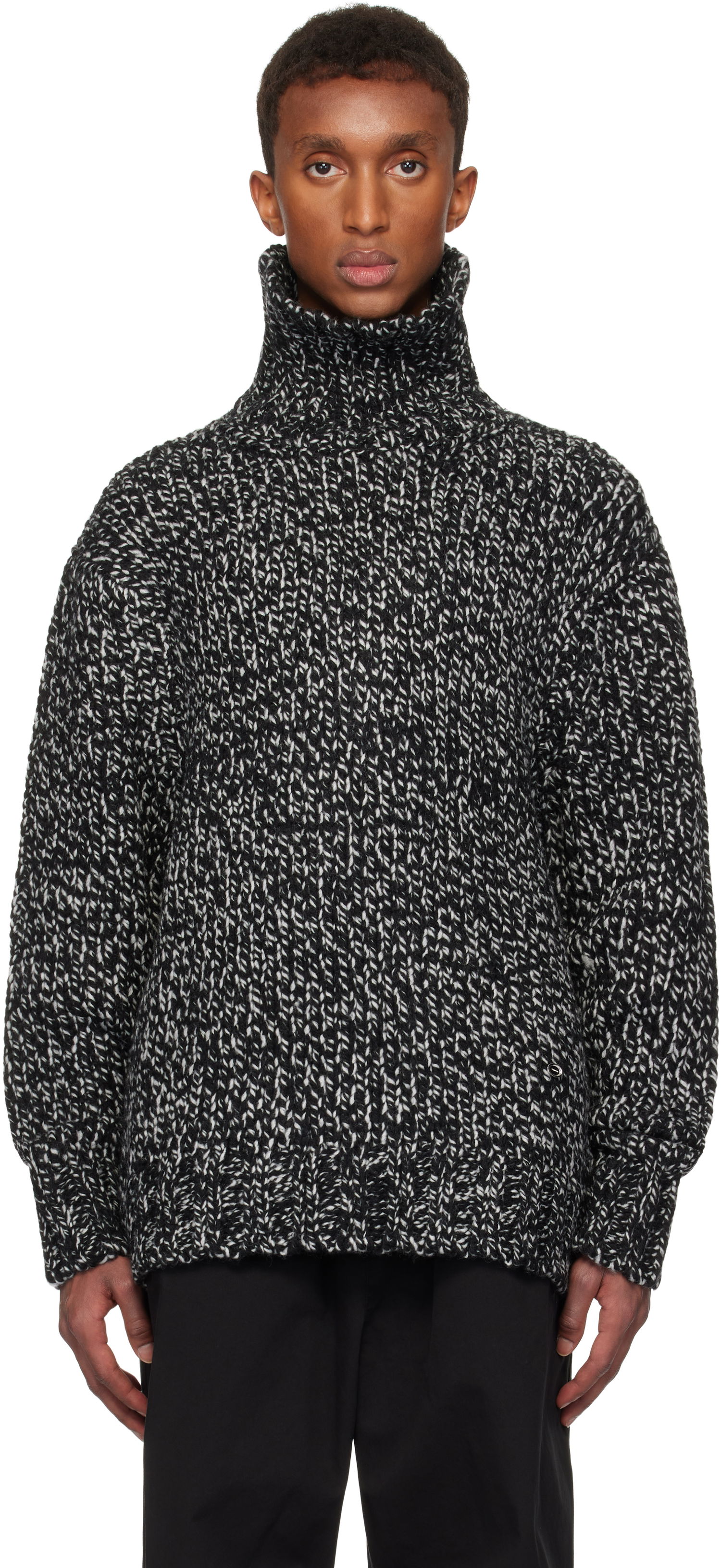 Sweater We11done We11done Chunky Knit Turtleneck Sweater Svart | WD-KT3-24-651-U-B2, 0