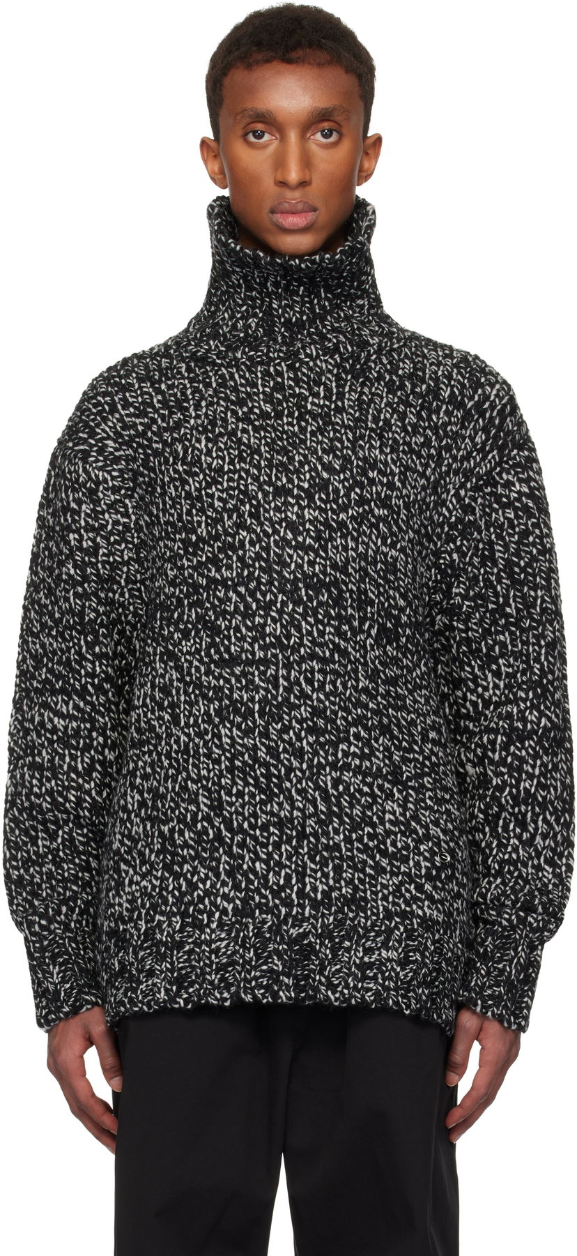 Sweater We11done We11done Chunky Knit Turtleneck Sweater Svart | WD-KT3-24-651-U-B2