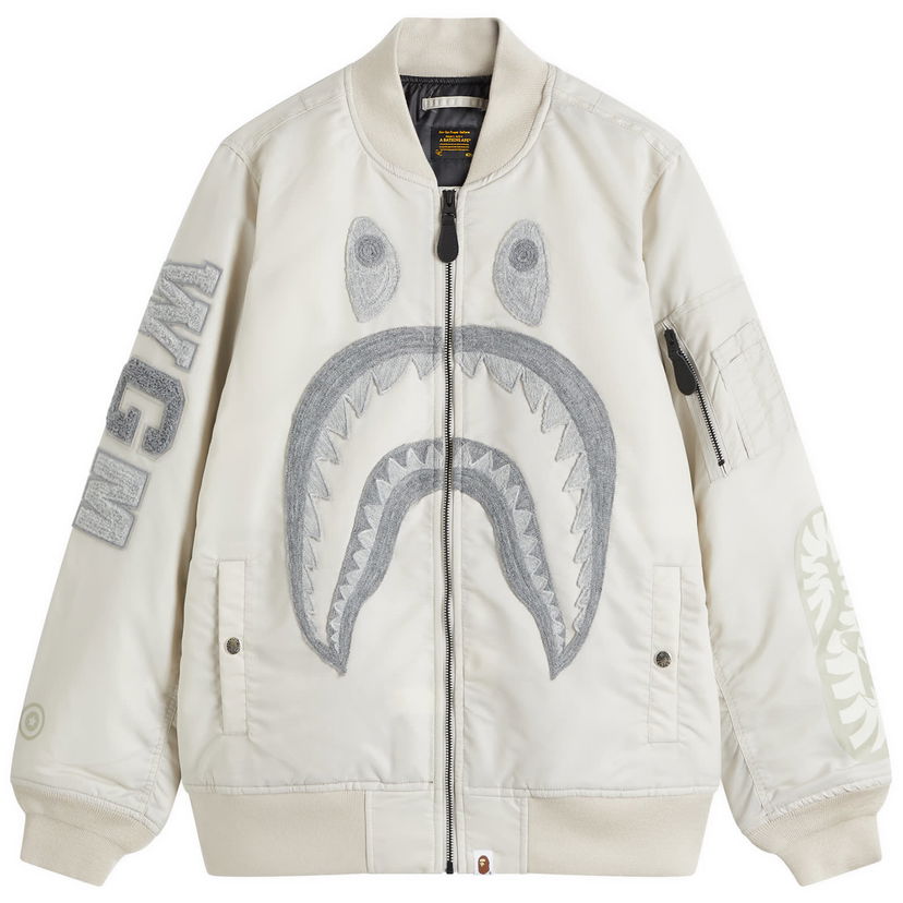 Bomberjacka BAPE Shark Nylon Bomber Jacket Grå | 001HJK802005L-GRA