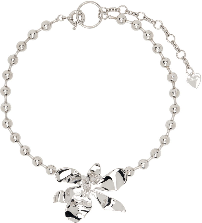 Halsband Acne Studios Flower Pendant Beaded Chain Necklace Metallisk | C50442-