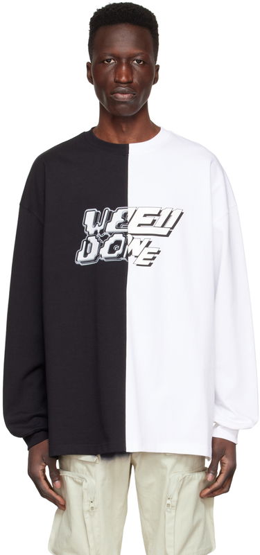 Sweatshirt We11done We11done Half & Half Logo Long Sleeve T-Shirt Flerfärgad | WD-TT1-22-557-U-BW, 0