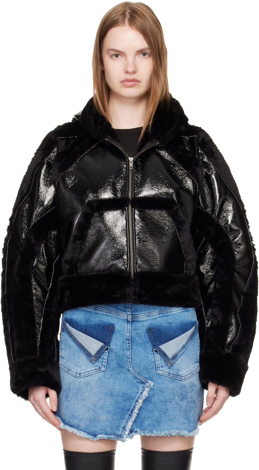 Jacka Ottolinger Ottolinger Fitted Faux-Fur Hooded Jacket Svart | 109-702409-01