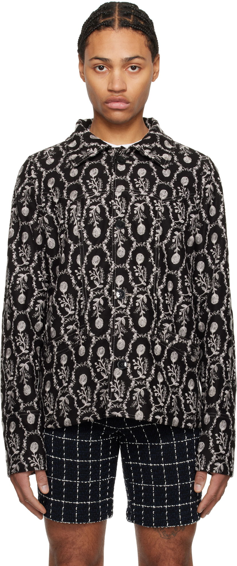 Jacka Anna Sui Anna Sui Sleeping Beauty Embroidered Faux-Suede Jacket Svart | M1125A31
