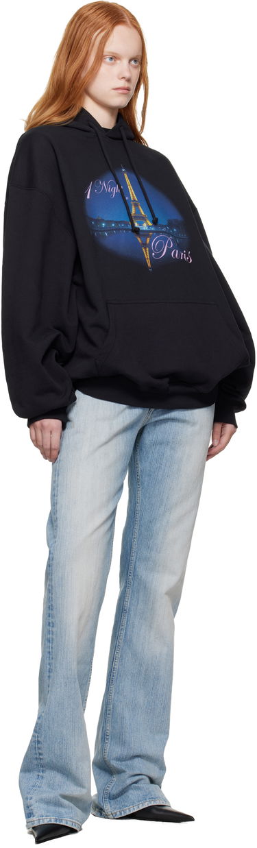 Sweatshirt VETEMENTS VETEMENTS 'Night In Paris' Oversized Hoodie Svart | UH76HD410B, 3