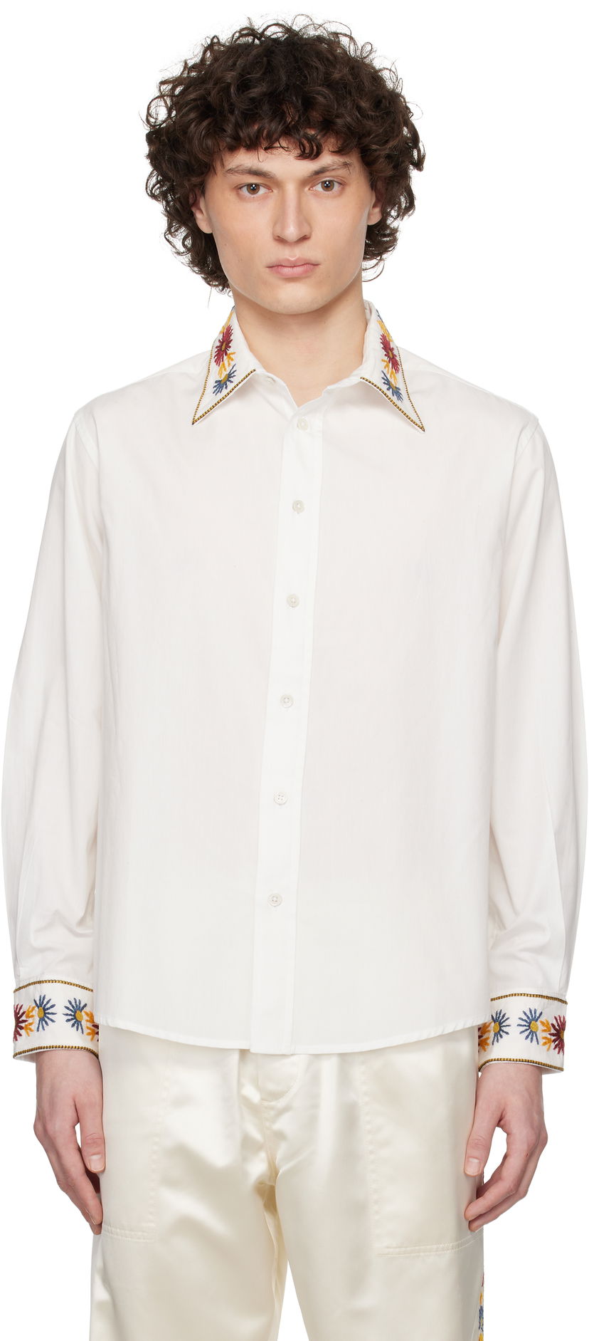 Skjorta Bode Bode Candyfloss Embroidered Shirt Vit | MRS25SH003