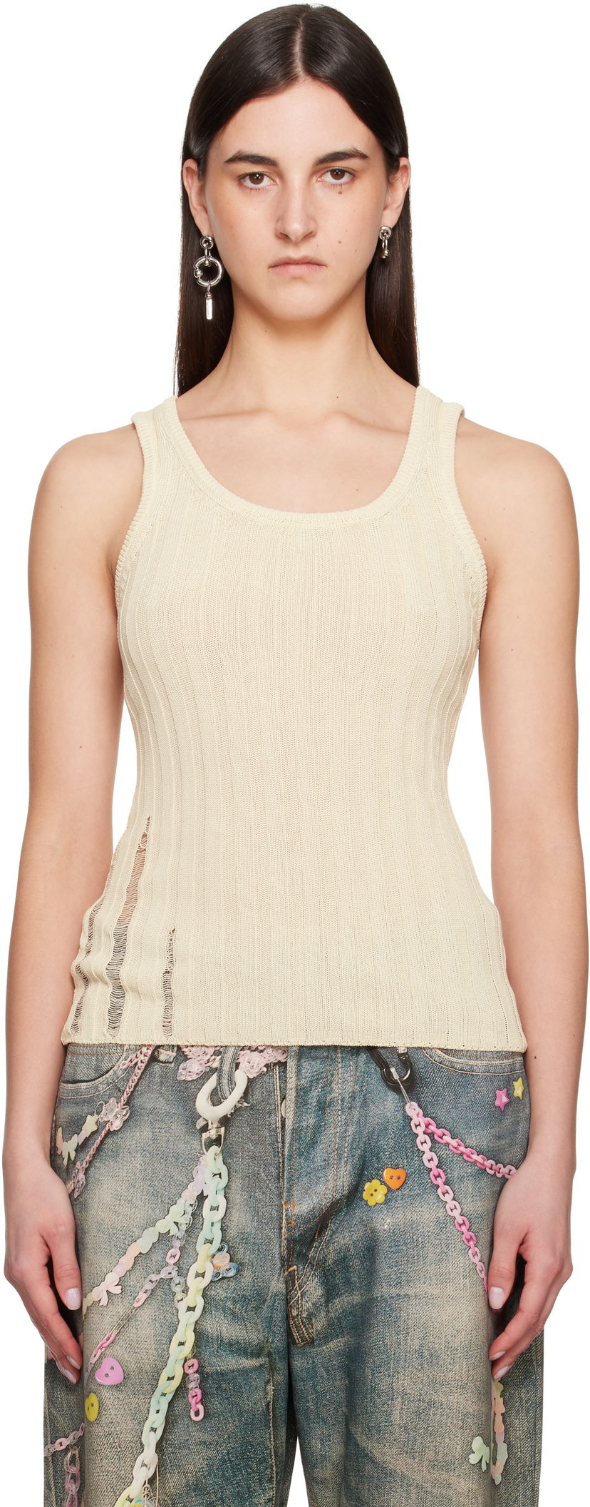 Linne Acne Studios Acne Studios Open Cotton Tank Top Beige | A60565-