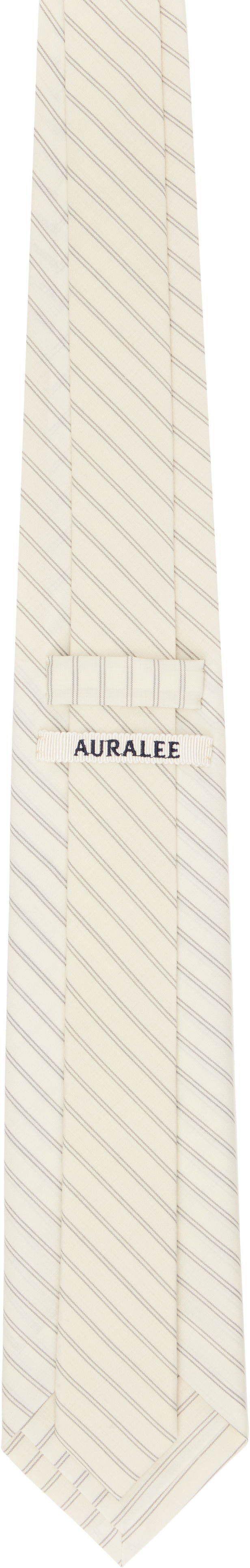 Bälten AURALEE AURALEE Super Fine Wool Stripe Tie Beige | A25ST03WW-W, 1