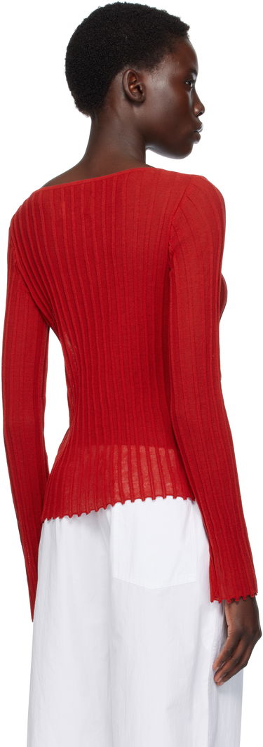 T-shirt Loulou de Saison Loulou de Saison Mabille Ribbed Knit Top Röd | MABILLE, 2