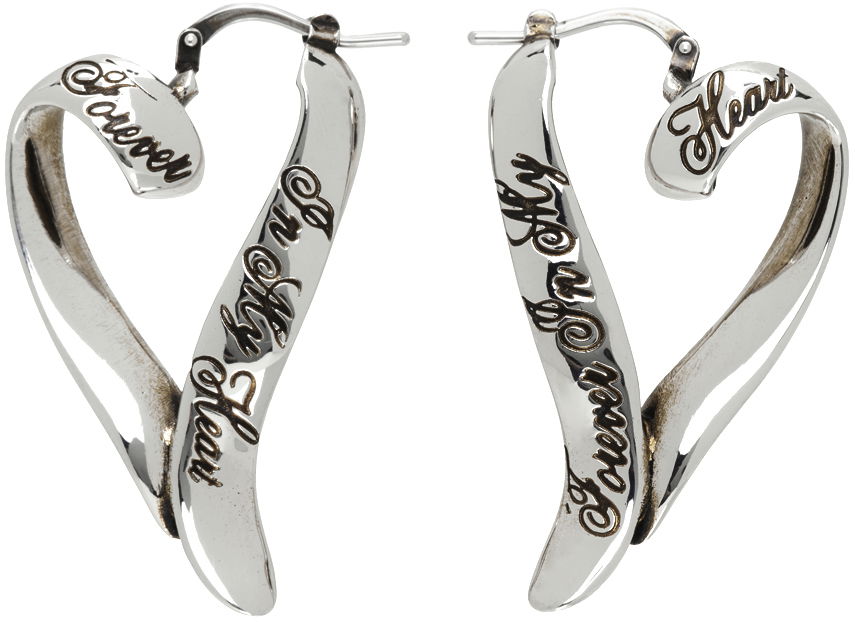Tillbehör Acne Studios Silver Heart Hoop Earrings Grå | C50393-, 0