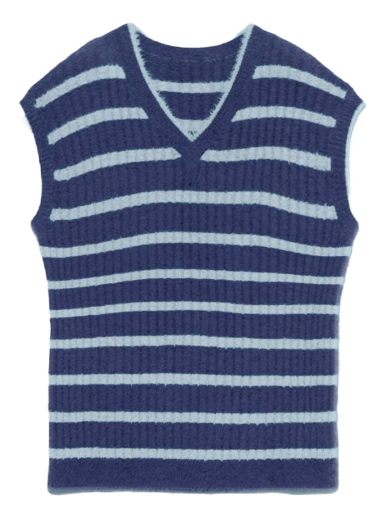 Väst Jacquemus Le Gilet Neve Fluffy Striped Pullover Multi Mörkblå | 225KN069-2370 030