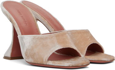 Sneakers och skor Amina Muaddi Lupita Slipper Heeled Sandals Beige | LUPITA SLIPPER VELVET, 3