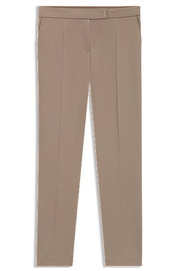 Byxor BOSS Slim-Fit Stretch Punto Milano Trousers Beige | 50541994