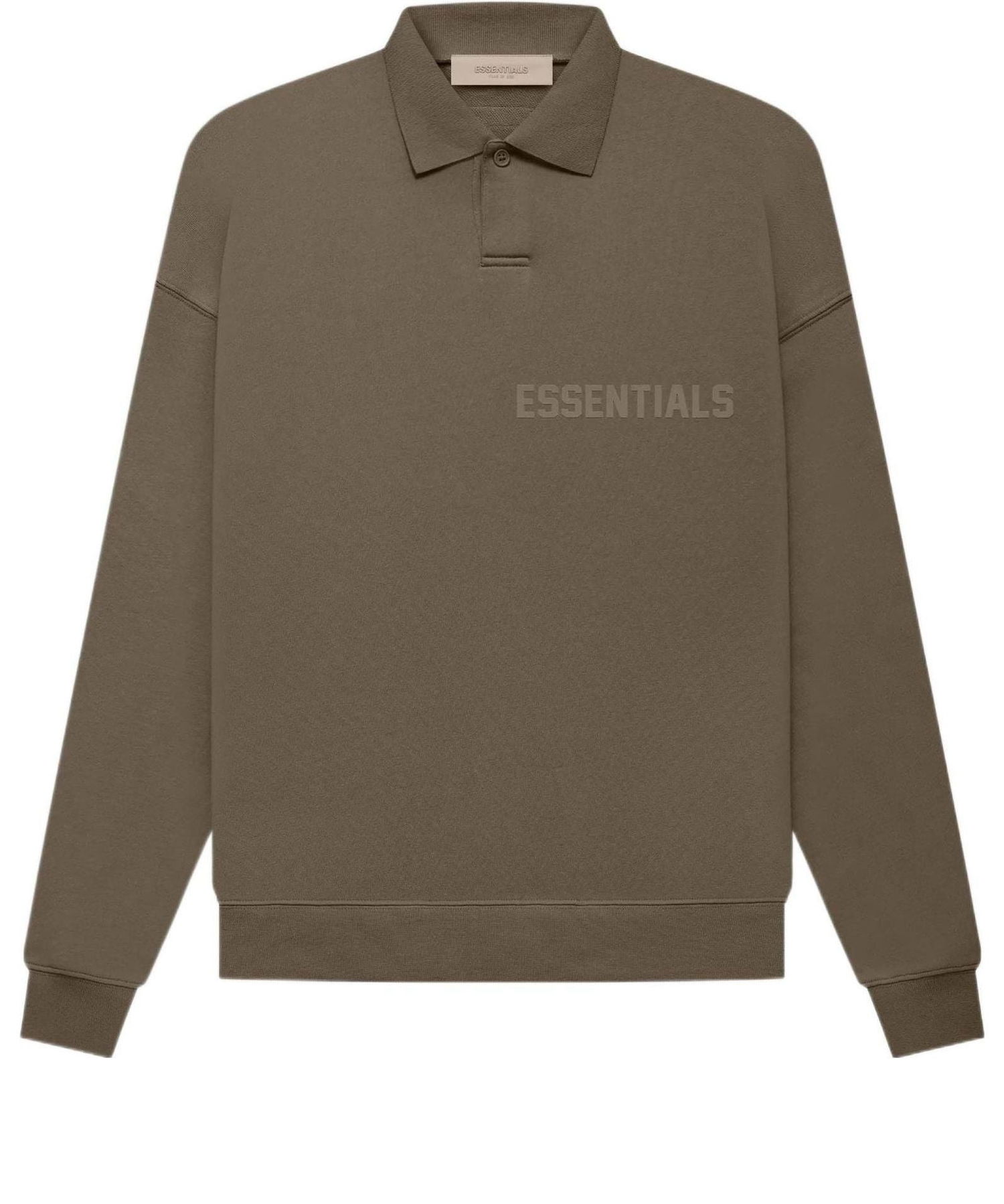 Sweater Fear of God Essentials Long Sleeve Polo Shirt Brun | FOG-FW22-673, 0