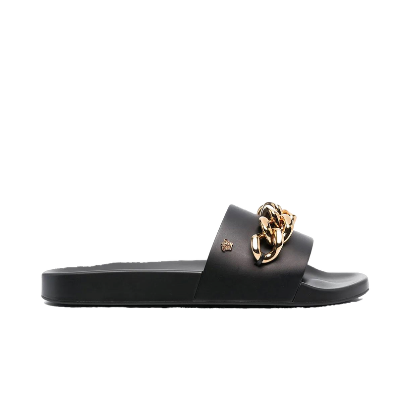 Sneakers och skor Versace Medusa Chain Slide Black Leather Svart | DSU8463-DV46G-KVO41