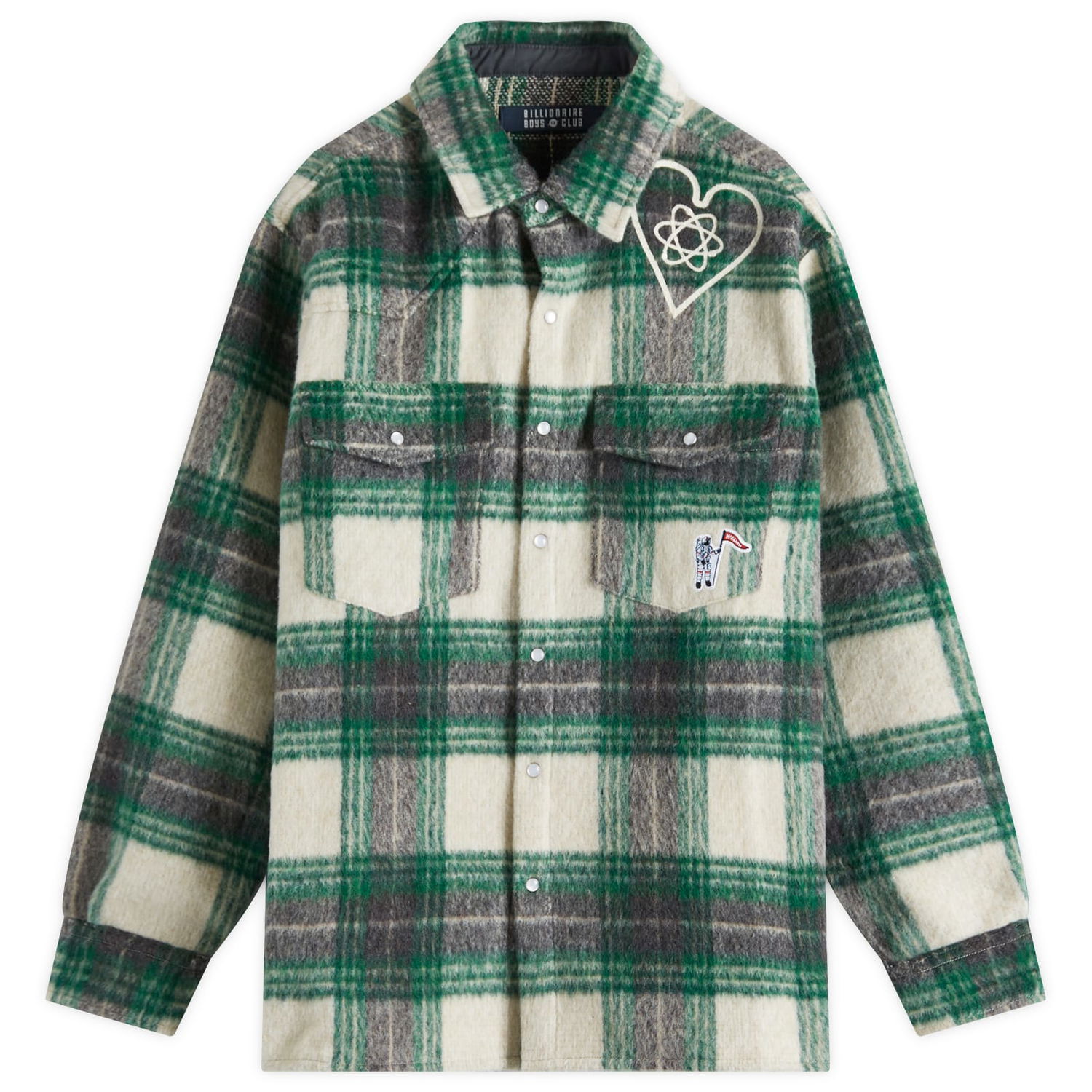 Skjorta BILLIONAIRE BOYS CLUB Heart & Mind Check Overshirt Grön | B25127-GRN, 1