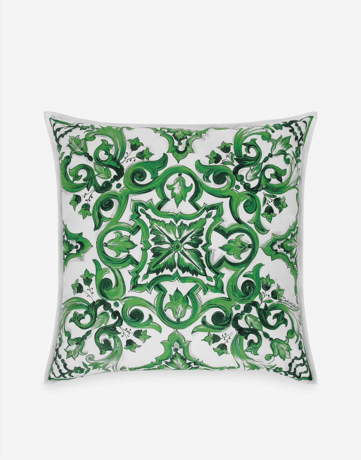 Heminredning Dolce & Gabbana Dolce & Gabbana Canvas Cushion Medium with Mediterranean Tile Print Grön | TCE002TCAA2UV010, 0