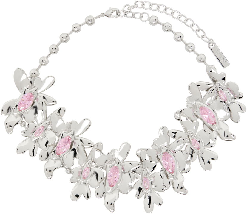 Halsband Collina Strada Collina Strada Silver Tone Pink Daisy Necklace Metallisk | XX1089