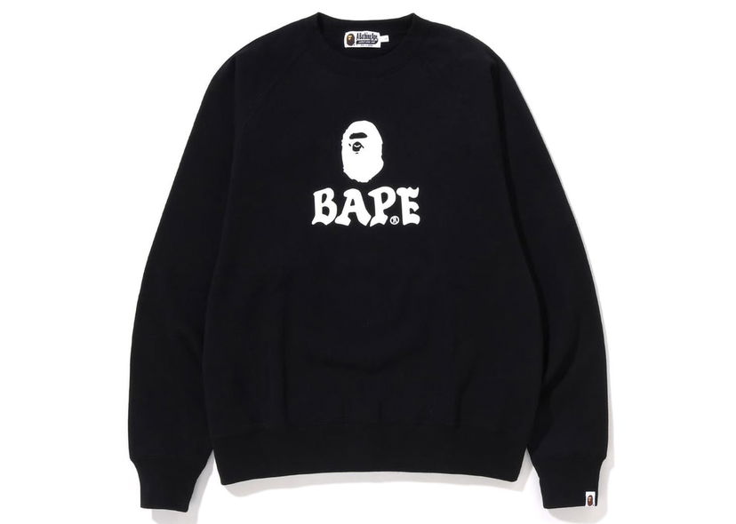 Sweatshirt BAPE BAPE Bape Front Logo Relaxed Fit Crewneck Black Svart | 1I80-113-001