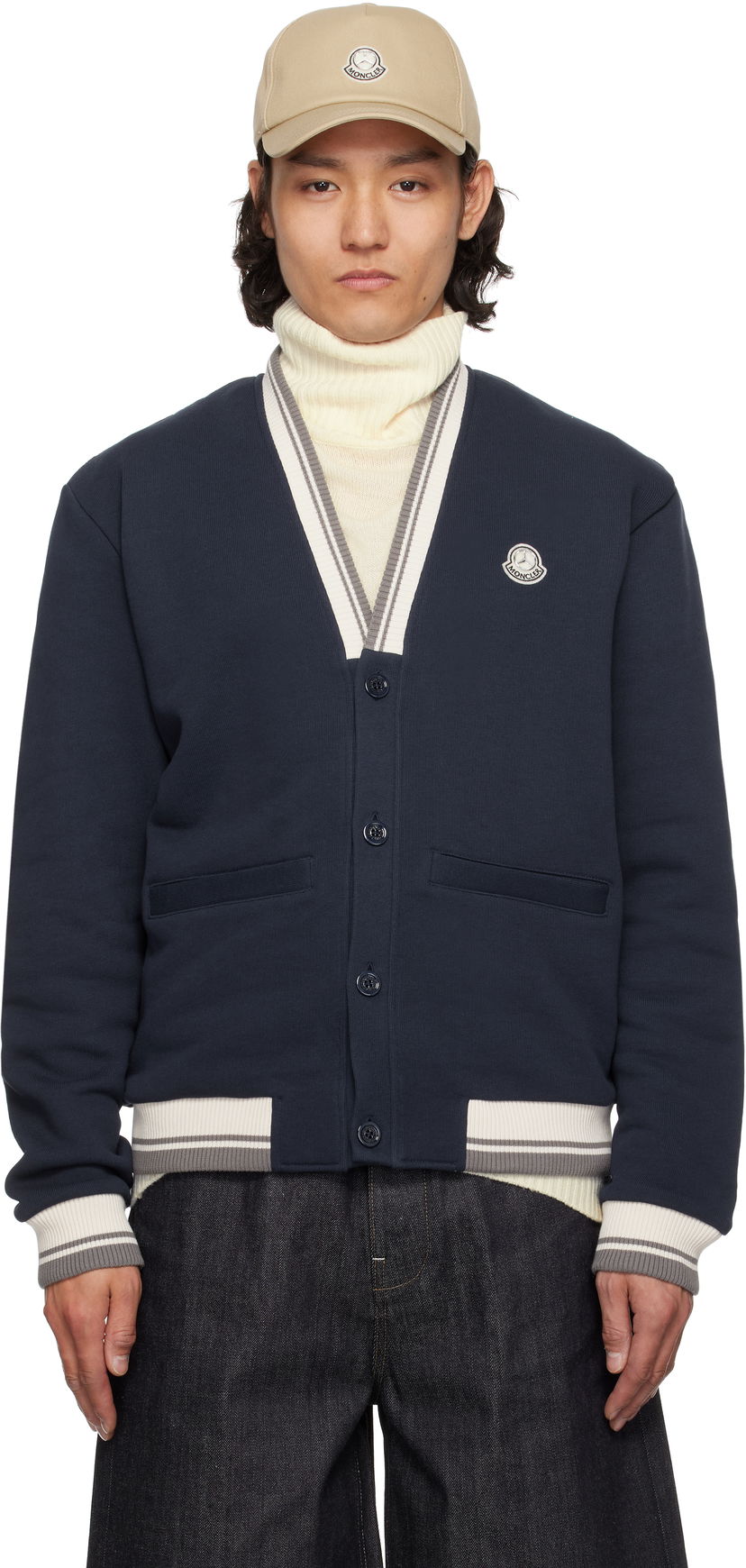 Sweater Moncler Moncler Genius Mercedes-Benz by NIGO Sweatshirt Cardigan Mörkblå | K14018G0000589AWV