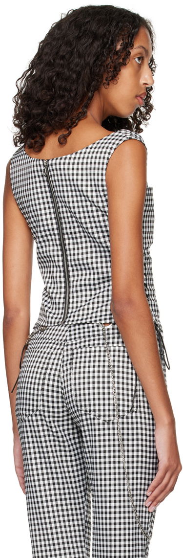 Linne Miaou Miaou Vallois Gingham Corset Top Svart | 7061GINOND, 2
