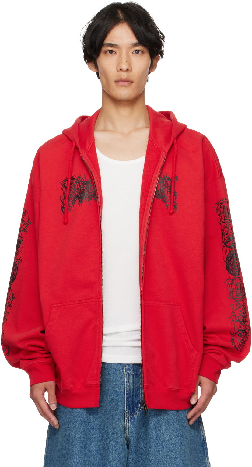Sweatshirt VETEMENTS Vetements Cradle of Filth Oversized Zip-Up Hoodie Röd | UCF76ZU300R