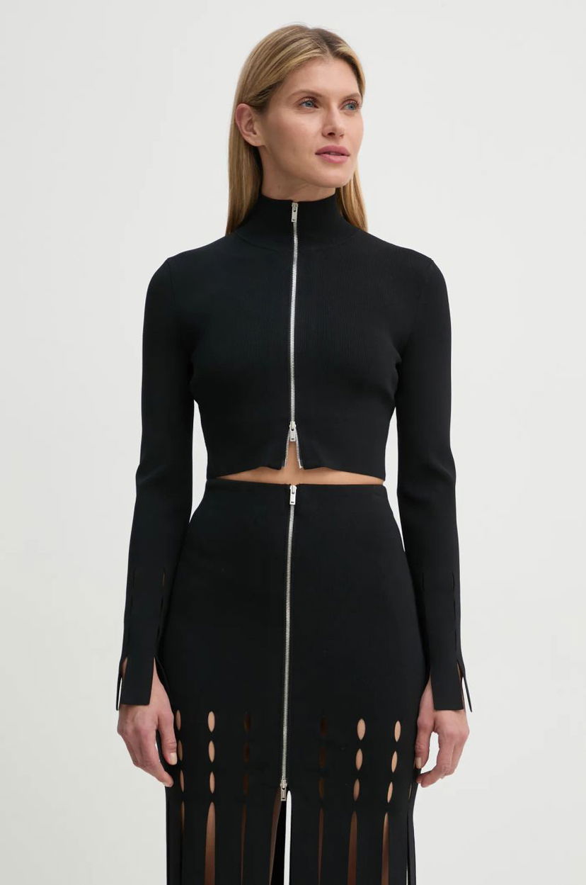 Kjol Nanushka Black Zip-Up Knit Top and Skirt Set Svart | NW24FWSW46800
