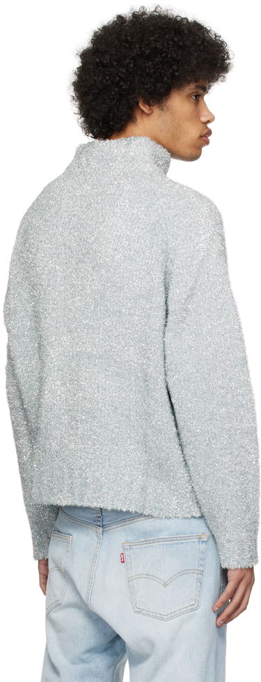 Sweater ERL ERL Metallic Funnel Neck Sweater Blå | ERL08N357, 2