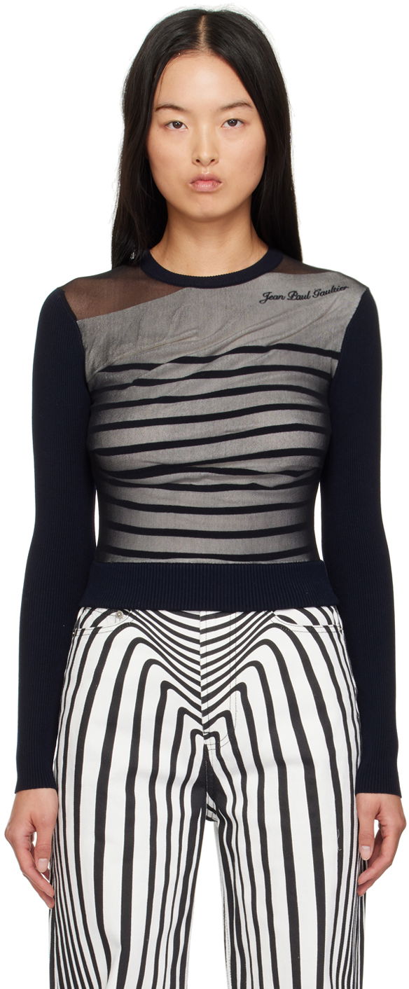 T-shirt Jean Paul Gaultier Striped T-Shirt Mörkblå | 24/30-F-PL067B-M064-590100