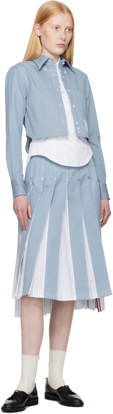 Skjorta Thom Browne Thom Browne Classic Cropped Long Sleeve Shirt Blå | FLL183A-F0991, 3