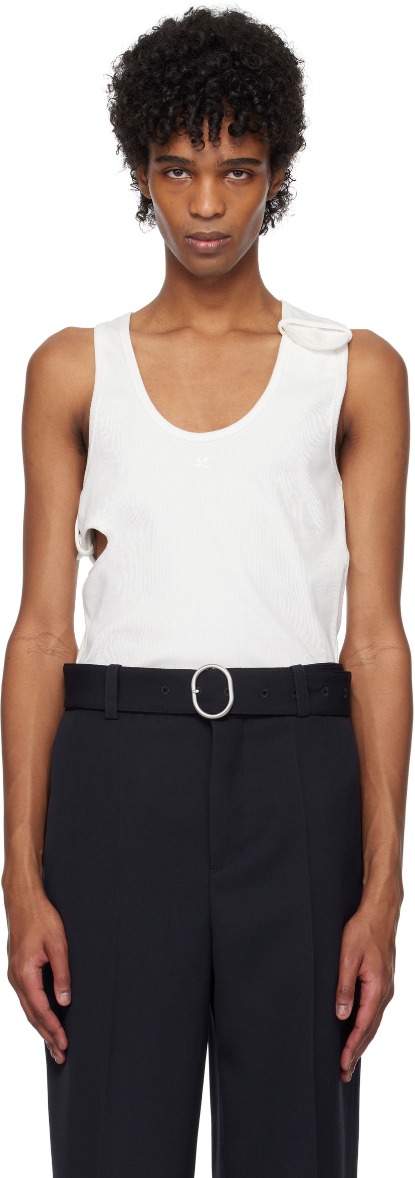 Linne Courrèges Courrèges 90's Rib Cut Out Tank Top Vit | 125JDE113JS0194