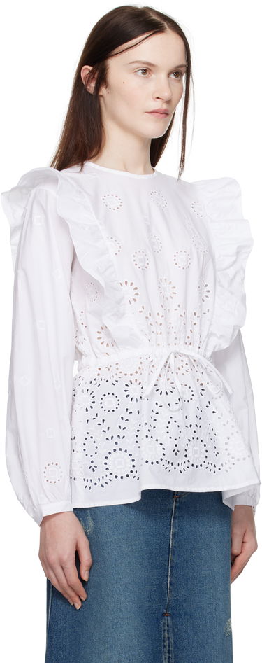 Skjorta A.P.C. A.P.C. Clove Eyelet Ruffle Blouse Vit | COHFF-F13438, 1