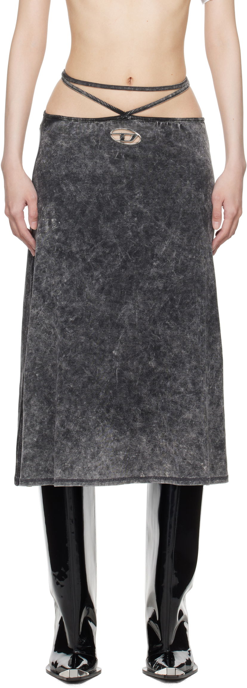 Kjol Diesel O-Rossi Midi Skirt Svart | A14422 0KHAS O-ROSSI JUPE